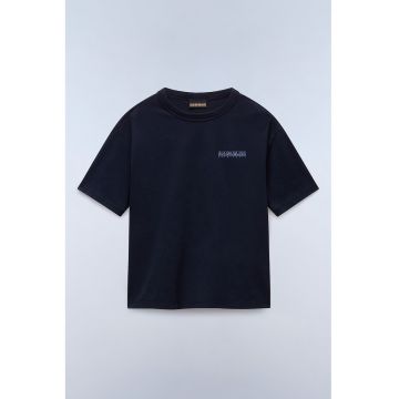 Tricou cu imprimeu pe partea din spate si decolteu la baza gatului