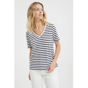 Tricou de bumbac cu decolteu in V