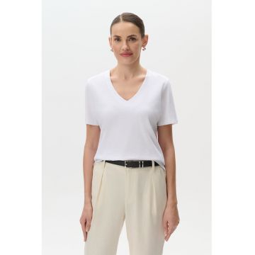 Tricou de bumbac cu decolteu in V