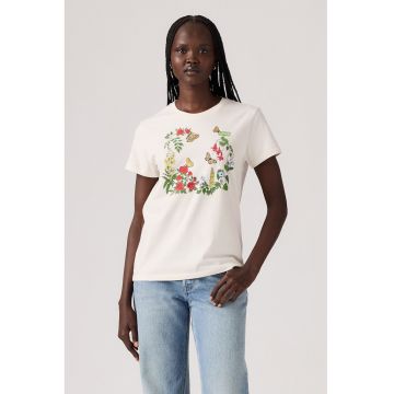 Tricou de bumbac cu decolteu la baza gatului