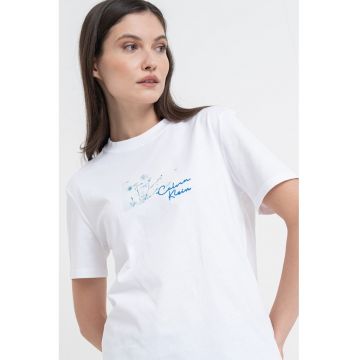 Tricou de bumbac cu decolteu la baza gatului