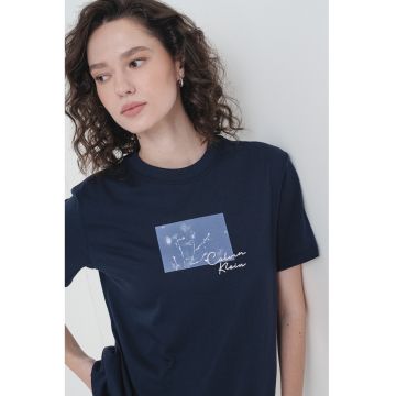 Tricou de bumbac cu decolteu la baza gatului