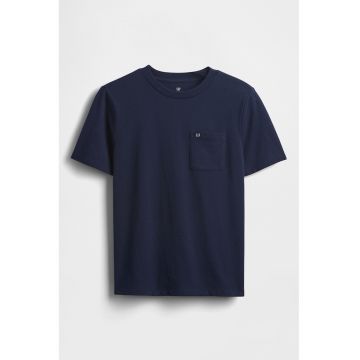 Tricou de bumbac cu decolteu la baza gatului