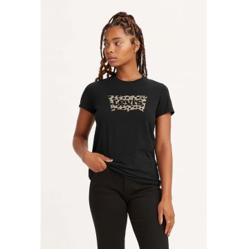 Tricou de bumbac cu decolteu la baza gatului