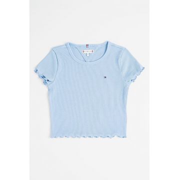 Tricou de bumbac cu striatii si logo
