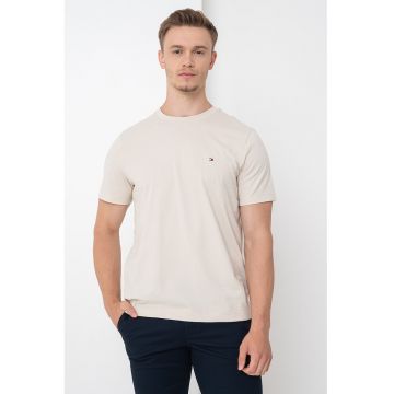 Tricou din amestec de bumbac bumbac cu decolteu la baza gatului