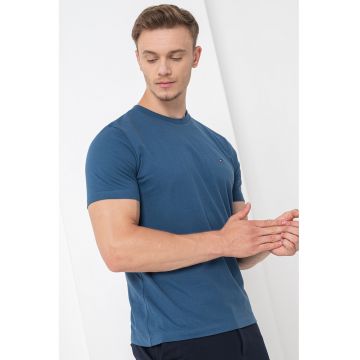 Tricou din amestec de bumbac bumbac cu decolteu la baza gatului