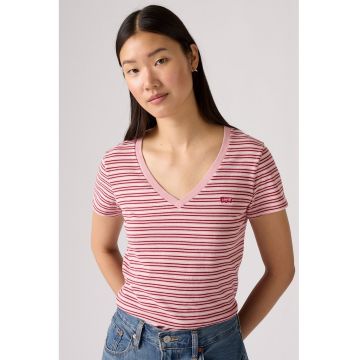 Tricou din bumbac cu decolteu in V