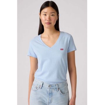 Tricou din bumbac cu decolteu in V