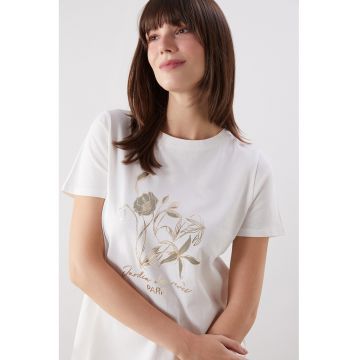 Tricou din bumbac cu imprimeu floral
