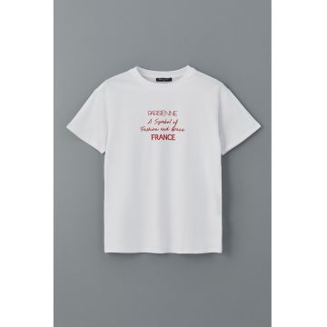 Tricou din bumbac cu imprimeu text
