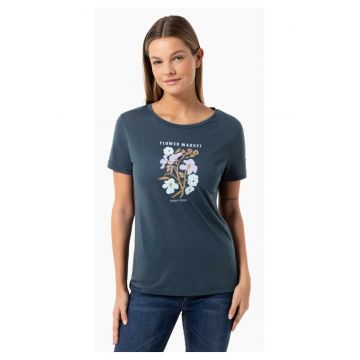 Tricou din lana pentru dame - Flower market albastru - marimea