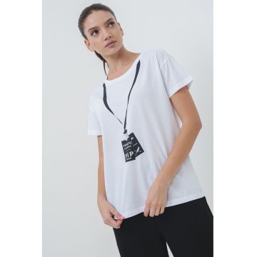 Tricou lejer din bumbac cu imprimeu logo
