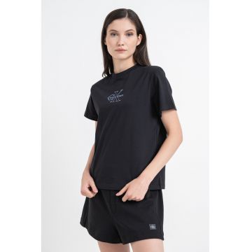 Tricou regular fit cu decolteu la baza gatului