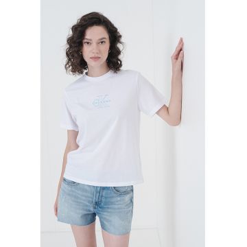 Tricou regular fit cu decolteu la baza gatului
