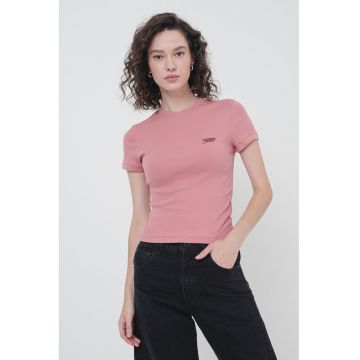 Tricou slim fit cu broderie logo