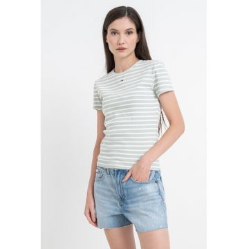Tricou slim fit striat