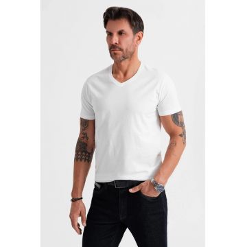 Tricou uni cu decolteu in V