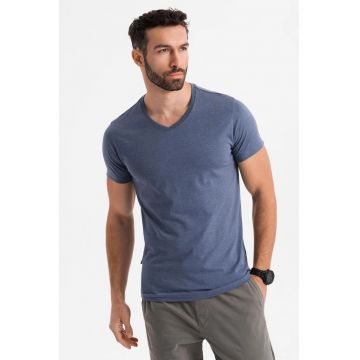 Tricou uni cu decolteu in V