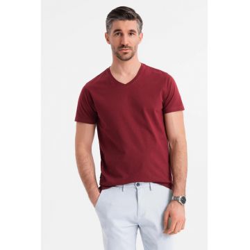 Tricou uni cu decolteu in V