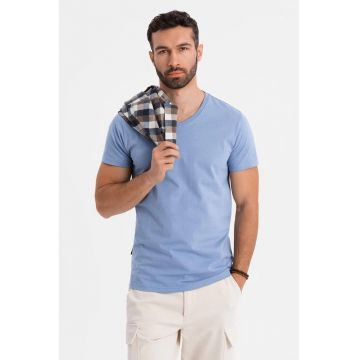 Tricou uni cu decolteu in V