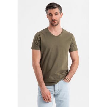 Tricou uni cu decolteu in V