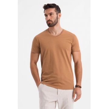 Tricou uni cu decolteu in V