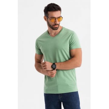 Tricou uni cu decolteu in V