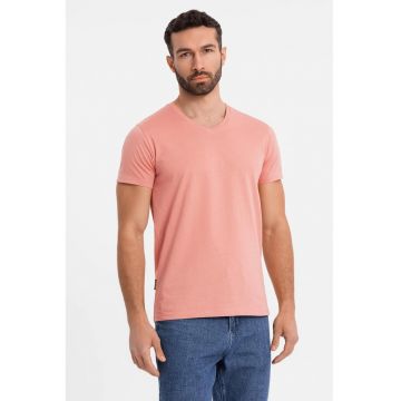 Tricou uni cu decolteu in V