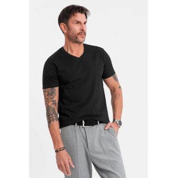 Tricou uni cu decolteu in V