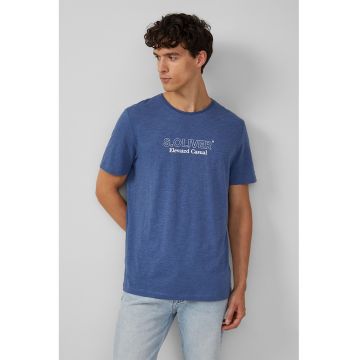 QS - Tricou cu decolteu la baza gatului si imprimeu logo pe piept