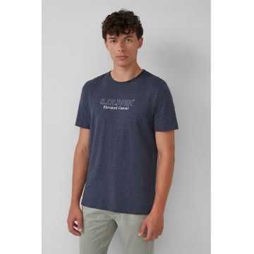 QS - Tricou cu decolteu la baza gatului si imprimeu logo pe piept