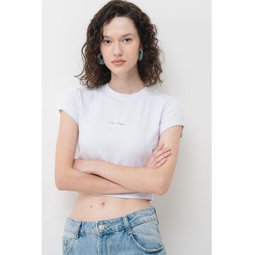 Tricou crop cu logo