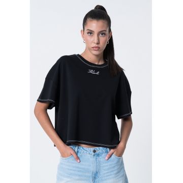 Tricou crop lejer din bumbac organic