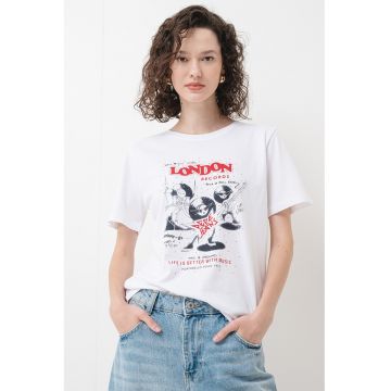 Tricou cu decolteu la baza gatului si design grafic