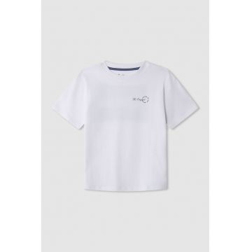 Tricou cu decolteu la baza gatului si imprimeu pe spate