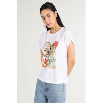 Tricou cu decolteu rotund si design grafic