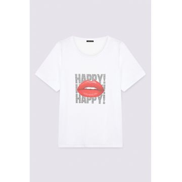 Tricou cu decolteu rotund si imprimeu grafic