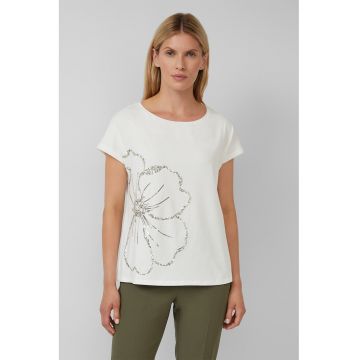 Tricou cu decolteu rotund si model floral