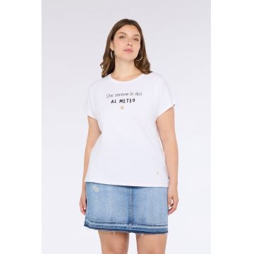 Tricou cu imprimeu text - din amestec de bumbac