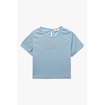 Tricou cu logo din strasuri si insertii din fibra metalizata