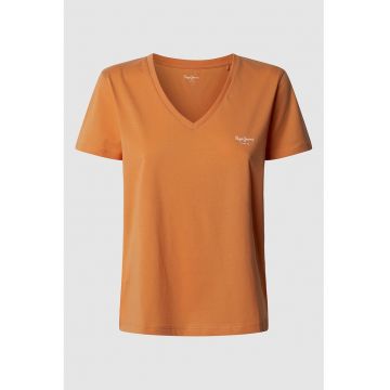 Tricou de bumbac cu decolteu in V
