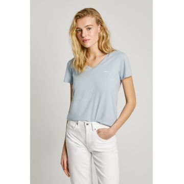 Tricou de bumbac cu decolteu in V