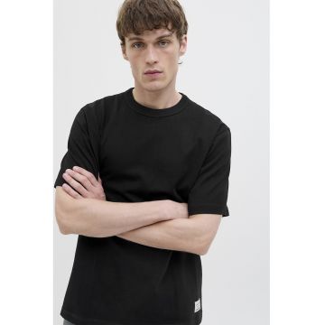 Tricou de bumbac cu decolteu la baza gatului