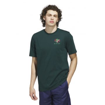 Tricou de bumbac cu decolteu la baza gatului