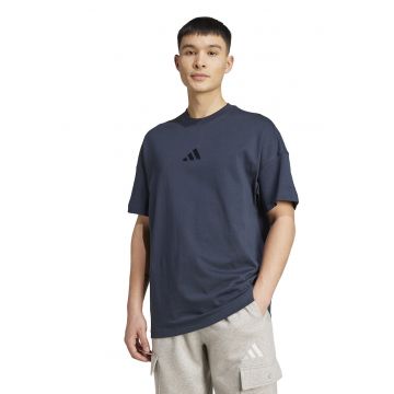 Tricou de bumbac cu decolteu la baza gatului
