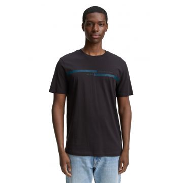 Tricou de bumbac cu detalii cu imprimeu text