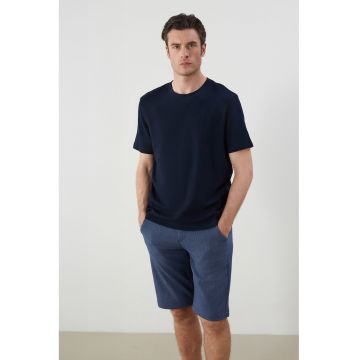 Tricou din amestec de bumbac cu decolteu la baza gatului