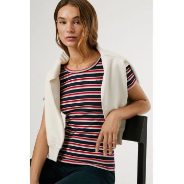 Tricou din amestec de bumbac cu model in dungi