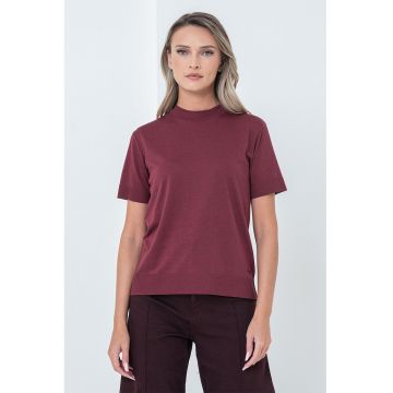 Tricou din amestec de lyocell cu decolteu la baza gatului